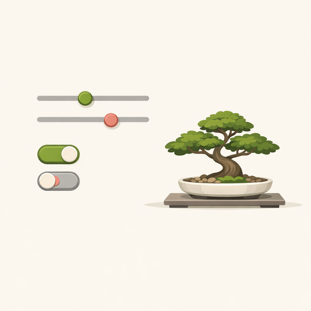 8+16 设置插图,包含克制的控制与盆景
